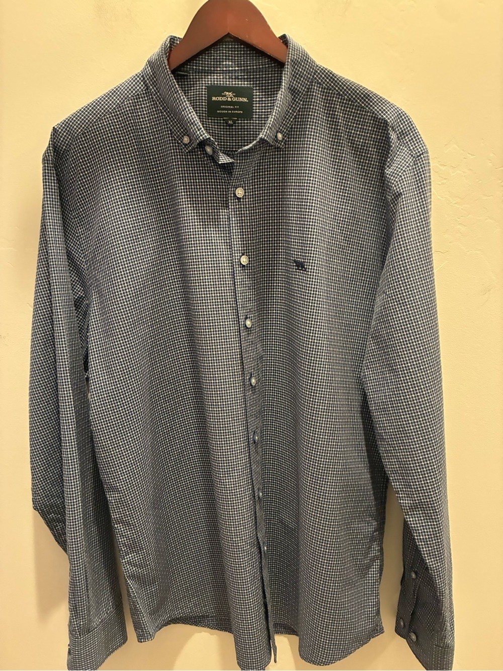 Rodd & Gunn Men's Blue Micro-Check Button-Down Shirt size XL